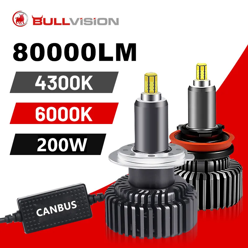 

H7 LED Canbus 360 6000K 4300K Car Headlight Bulb H1 H11 H8 H9 HB3 9005 HB4 9006 9012 HIR2 Led Auto Lamp CSP 800000LM Hi/Low Beam