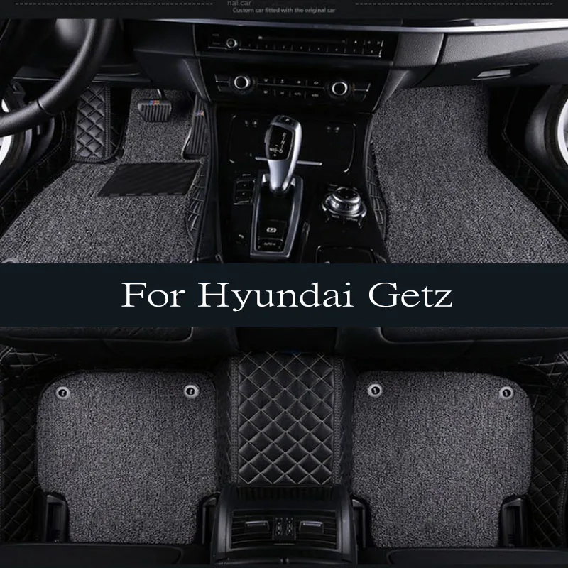 Car Floor Mats For Hyundai Getz Prime Click Inokom TB 2002~2011 Rugs Luxury Mat Protective Pad Leather Carpets Accessories