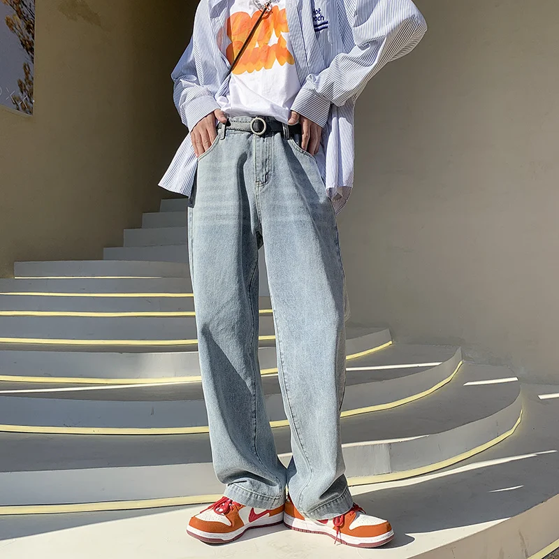 5 Colors Baggy Jeans Men Fashion Casual Wide Leg Jeans Men Streetwear Hip Hop Loose Straight Denim Pants Mens Trousers M-3XL