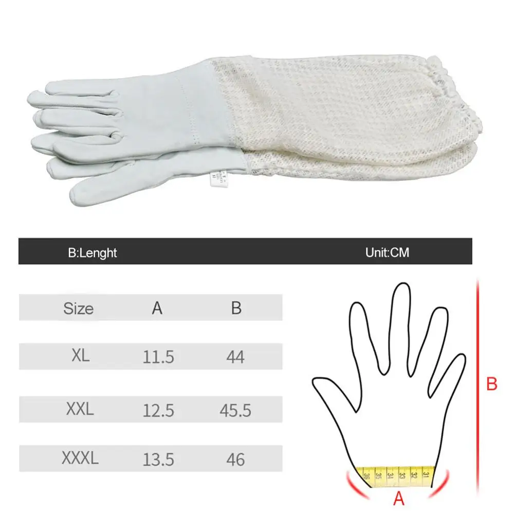 

Beekeeping Gloves Ultra Mesh Beekeepers Gloves 3-layer Net Ventilation Protect Your Hands Ventilated Goatskin Anti-Bee Gloves