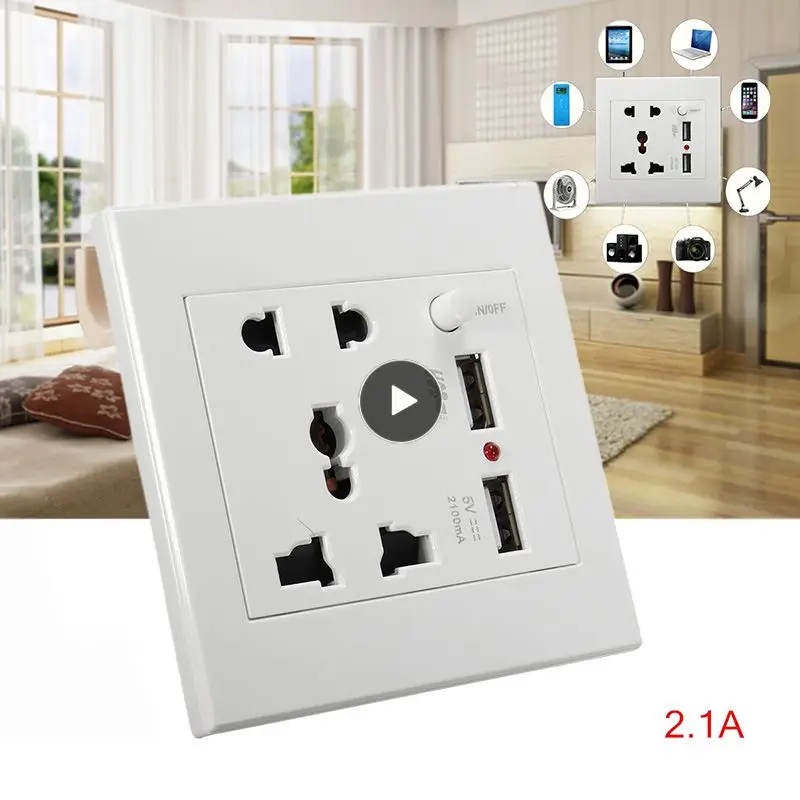 

Newest Universal 2100mA 5V 2 USB Wall Socket AC 110-250V Home Wall Charger 2 Ports USB Outlet Power Charger For Cellphone