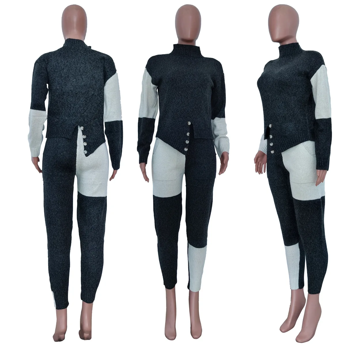 Женский комплект из двух предметов трикотажный свитер с длинным рукавом и ложным