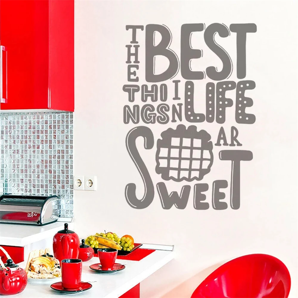 

The Best Thi Ngs In Life Ar Sweet Quotes Wall Decals Removable Vinyl Stickers For Kitchen Cooking Food Decor Wallpaper HJ1407