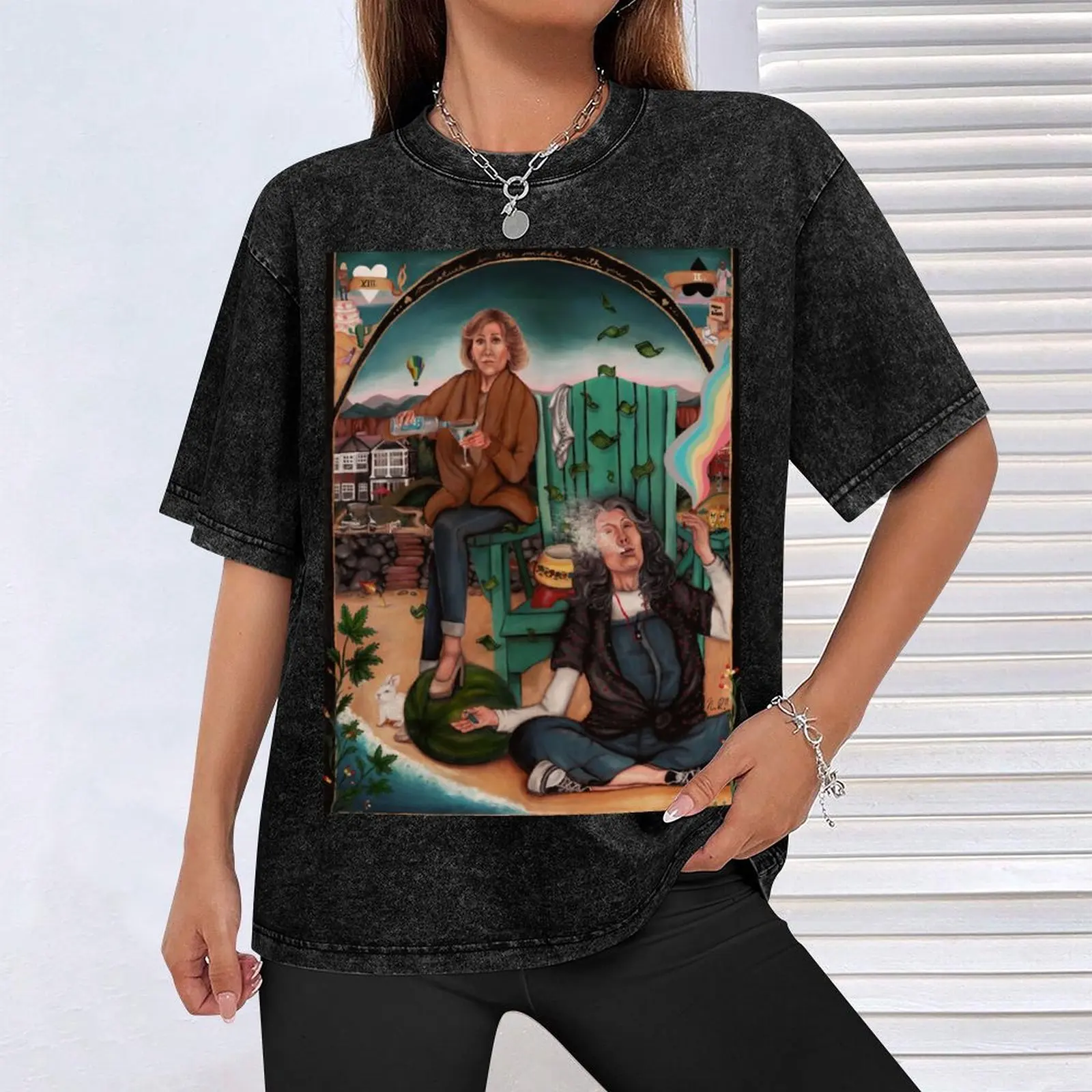 Мужская футболка &quotStuck in the middle with you&quot Grace and Frankie из хлопка