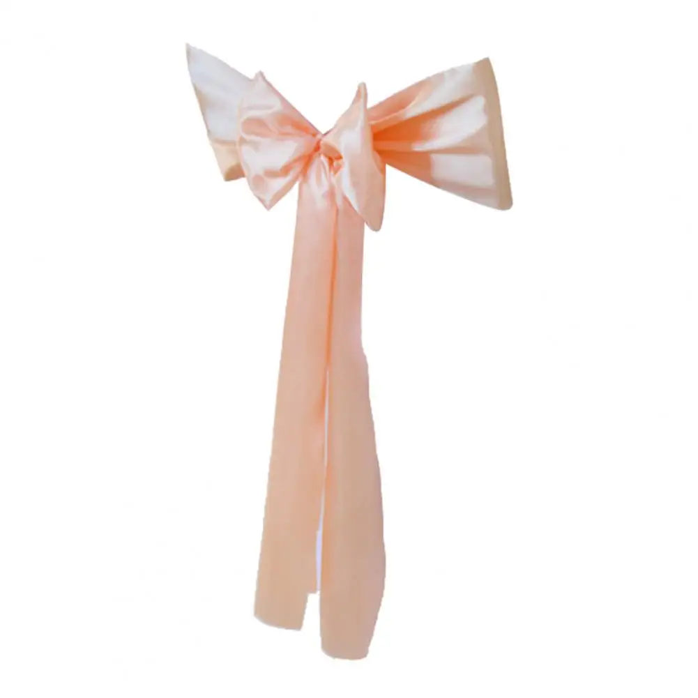 

Elegant Chair Back Bow Tie Breathable Faux Silk and Stain Wedding Banquet Ribbon Chair Bands Party Supplies