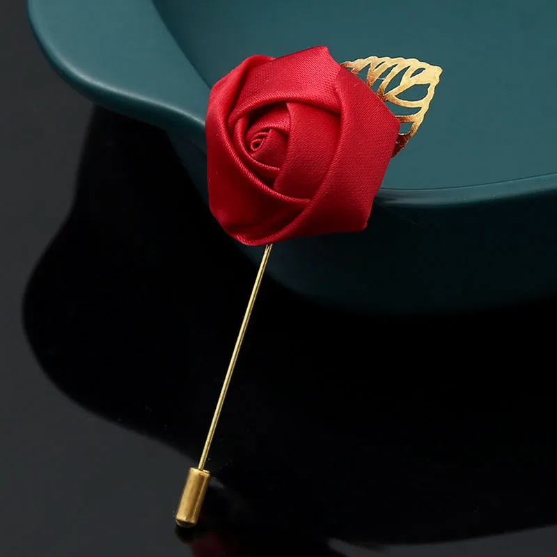 Groom Roses Boutonnieres Flower Corsage Lapel Pins Men Women Buttonhole Brooch Marriage Prom Jewelry Decor Wedding Accessories