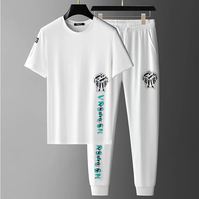 

Роскошный брендовый высококачественный мужской повседневный спортивный костюм, новая летняя мода, комплект из двух предметов с коротким рукавом