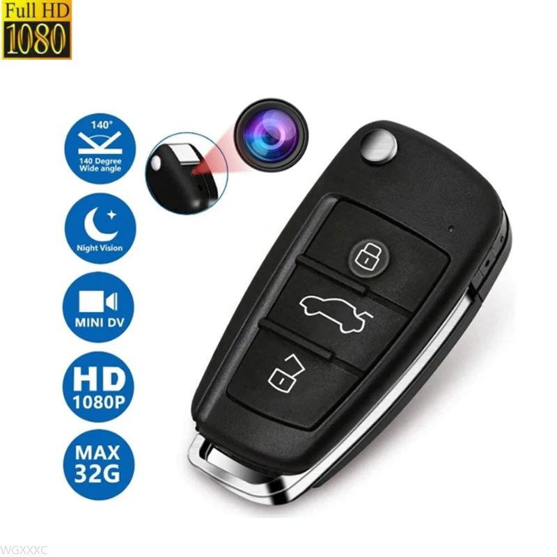 

1080P Car Key HD Camera Infrared Night Vision Ultra Small Cam Portable Keychain Camcorder Video recorder Suport Hidden tf card