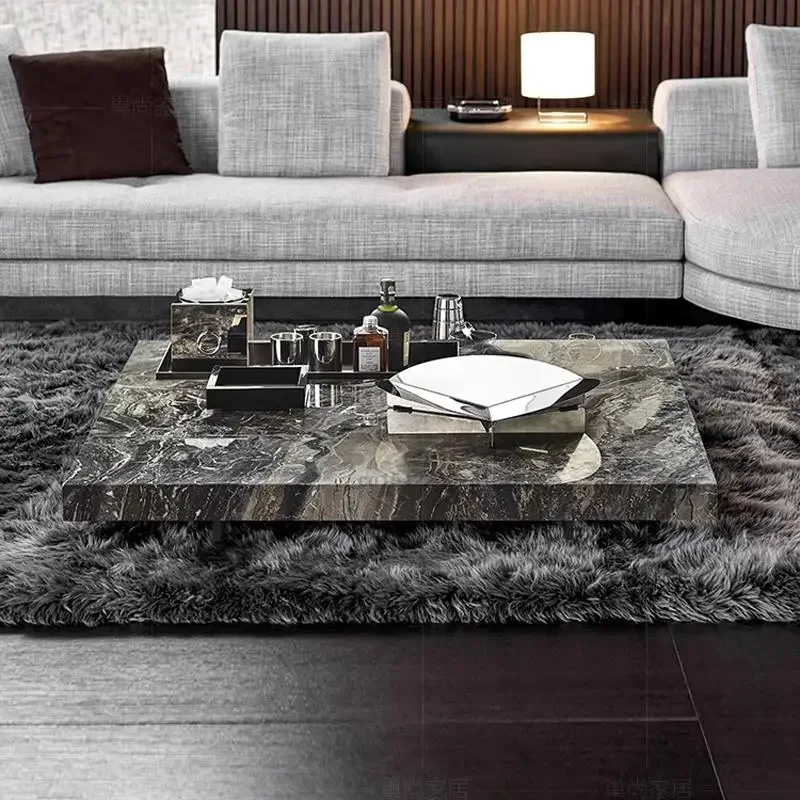 

Storage Large Brand Marble Coffee Table Home Coffee Table High-End Modern Strong Square Coffee Table Living Room Furniture
