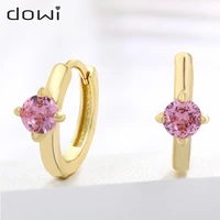 dowi vintage pink cz gold color hoop earrings for women ins trend huggie earring jewelry pendientes brincos fashion gifts