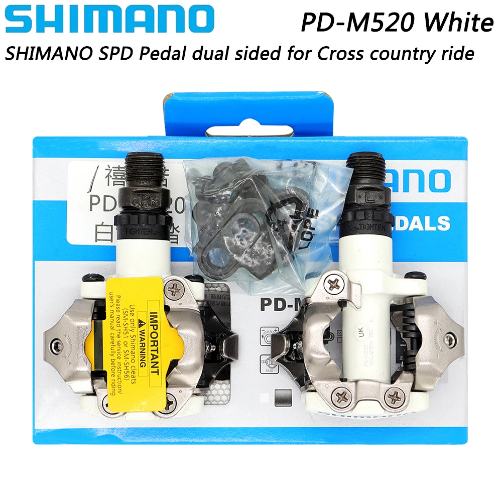 SHIMANO DEORE PD-M520 White Bicycle Pedal SPD Dual Sided Self-locking for Cross Country Ride MTB Pedal Original Bike Parts