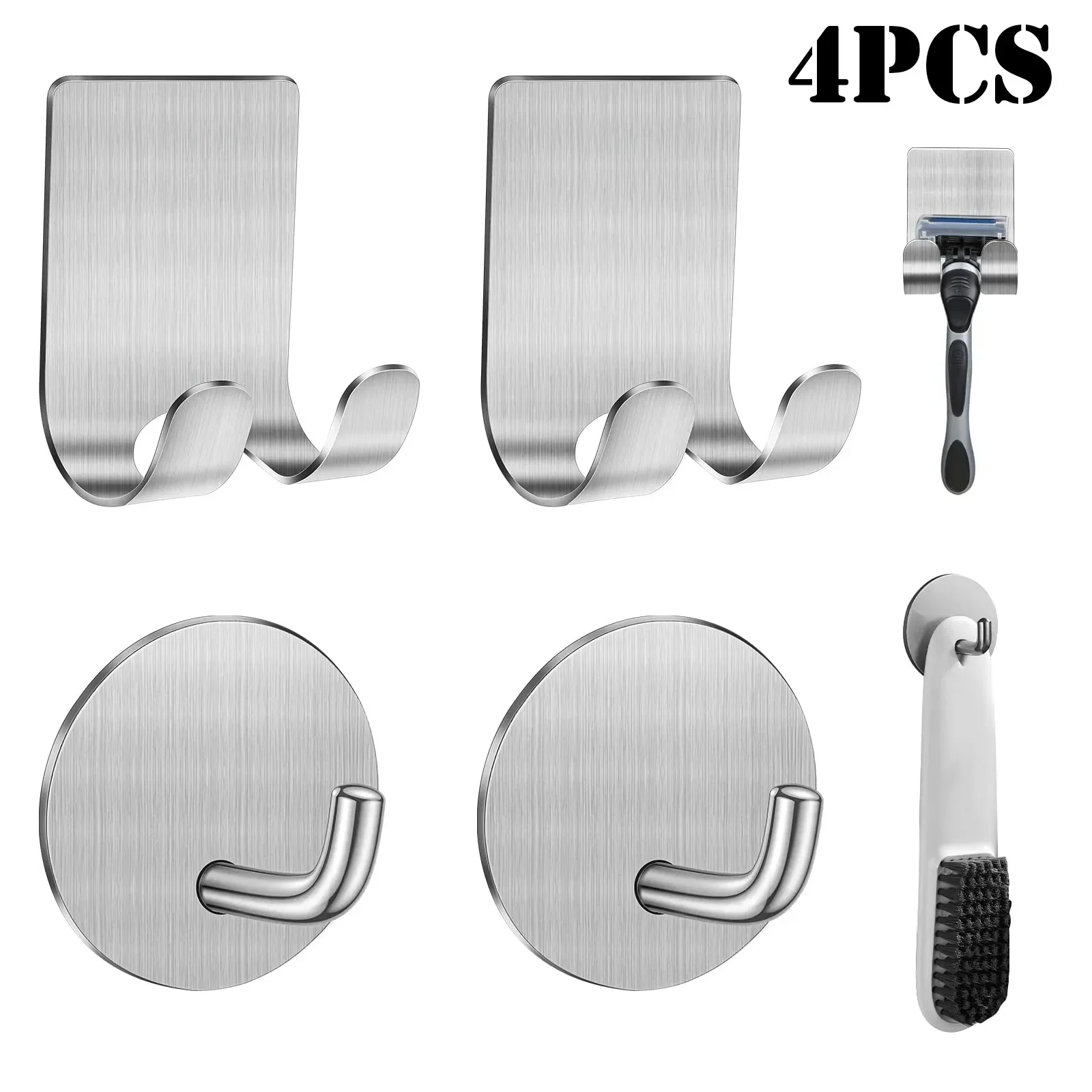 

Holder Hooks Organize 4pcs Holder Holder Razor Shaver Hooks Shower Steel Razor Hanger Stainless Self-adhesive Bathroom Kitchen