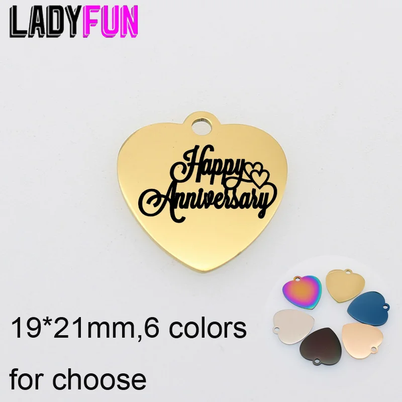 

Stainless Steel Pendant Charms Happy Anniversary DIY Anniversary Charm High Polish Jewelry Accessories