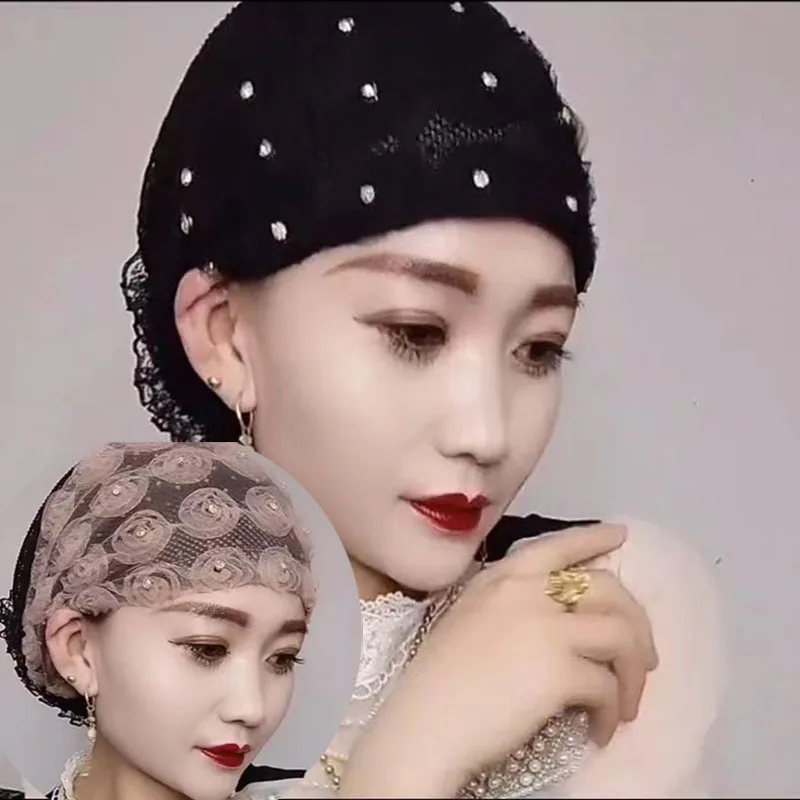 

Summer Rose Wig Cap Thin Islam Caps Muslim Jewish Arabic Kippa Jilbeb Saudi Arabia Hat Women Hijab Turkish Turban Prayer Hats