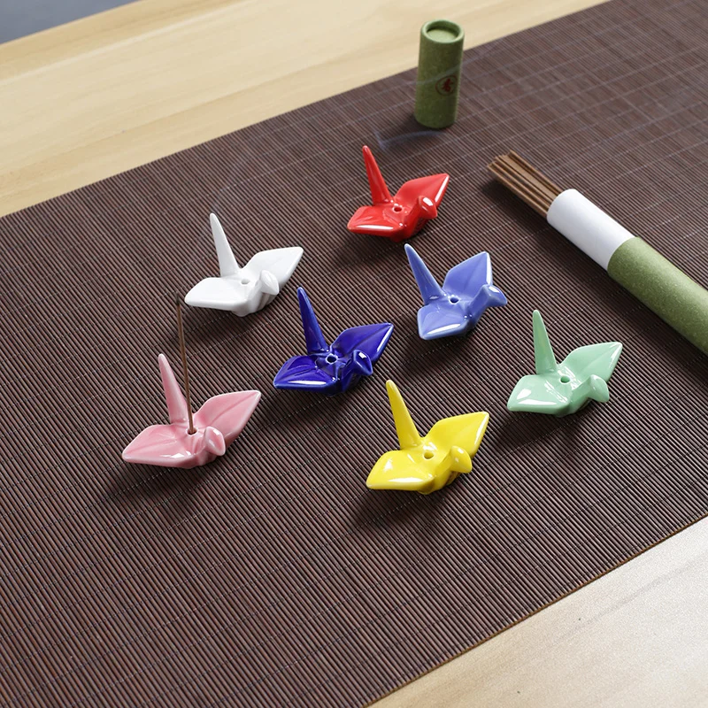 

1PC DIY Rack Paper Cranes Home Decoration Retro Pattern Tea Ceremony Incense Stick Holder Colorful