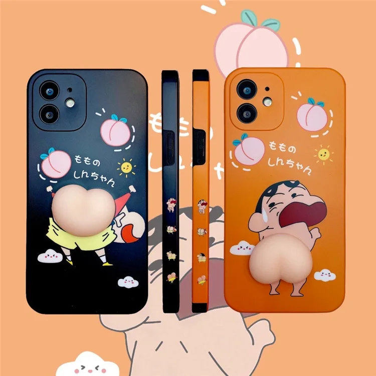 

Crayon Shin-chan Cute BANDAI Anime Case for iPhone 11 12 Pro Max X XR XS 7 8 3D Funny Butt Protection Shell for Wholesale cover