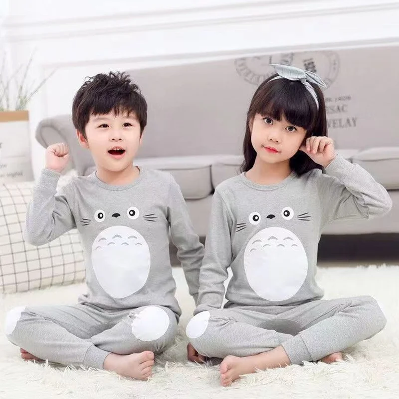 

Autumn Winter Full Sleeve Children's Clothing Set Boys Totoro Pajamas Sets Kids Cotton Sleepwear Girls Homewear 8 10 12 14 Years