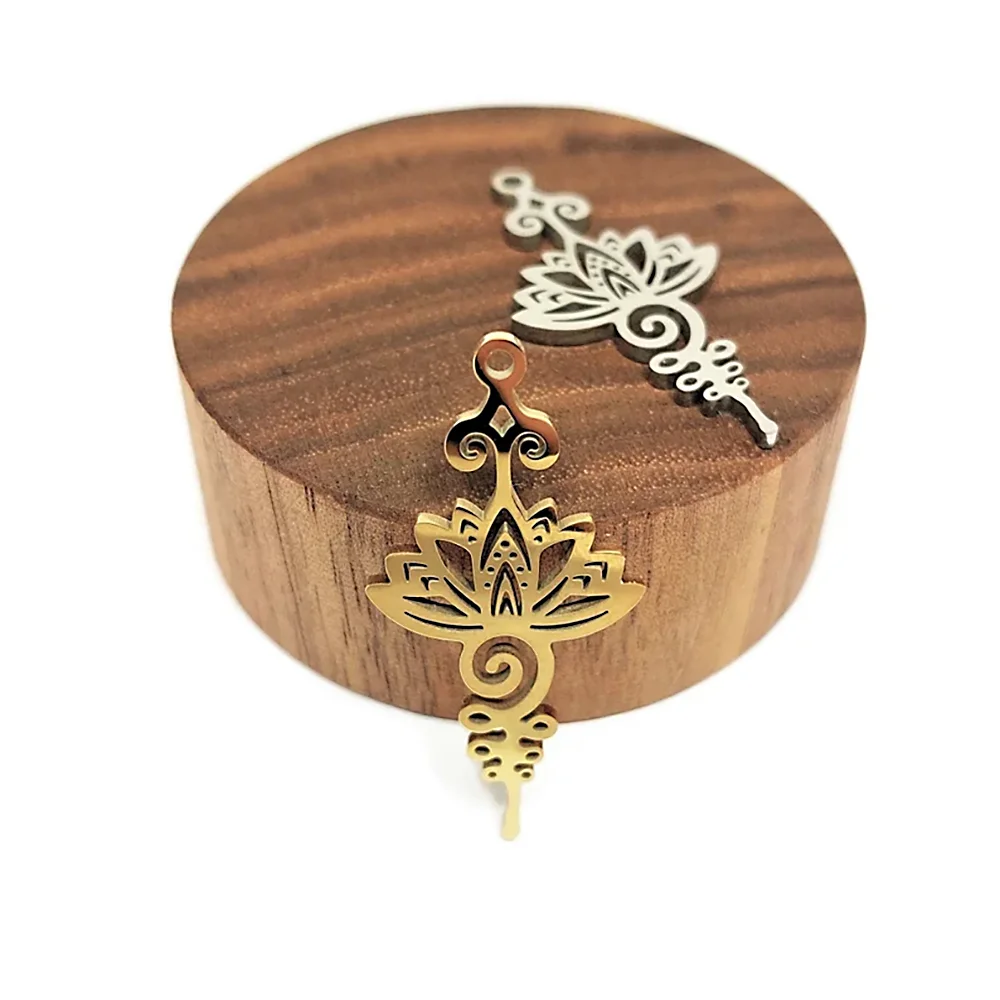 5 шт./партия, подвеска в виде лотоса из нержавеющей стали, 28 х50 мм