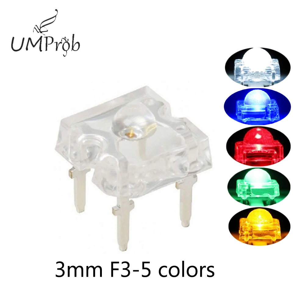 50 pz/lotto 3mm F3 Piranha LED bianco rosso verde ambra trasparente 3mmLED diodo a emissione luminosa 4-pin Piranha LED Diodos luminosità