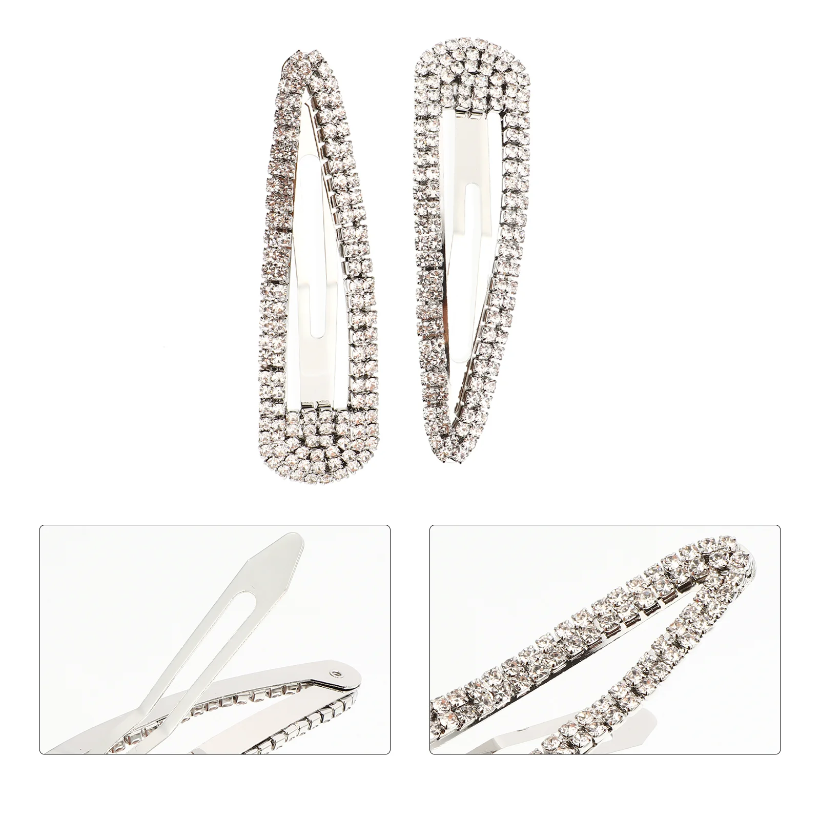 

Hair Clips Rhinestone Snap Barrettes Crystal Clip Women Girls Bridal Wedding Large Sparkly Metal Decorative Clamp Side