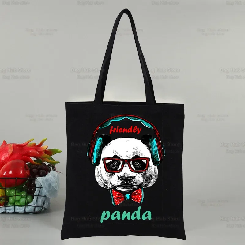 All I Want To Do Is Panda No Today Большая сумка для покупок Черные дорожные холщовые сумки