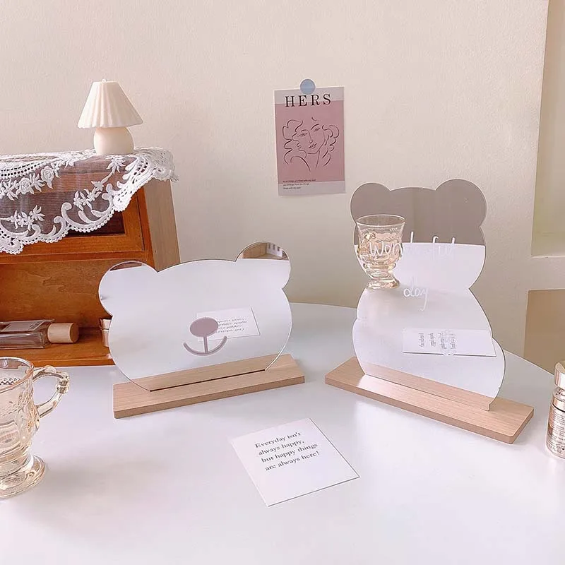 

Irregular Simple Mirror Desktop Loving Mirror Folding Comb Foldable Convenient Korean Style Cute Bear Mirror Home Decoration