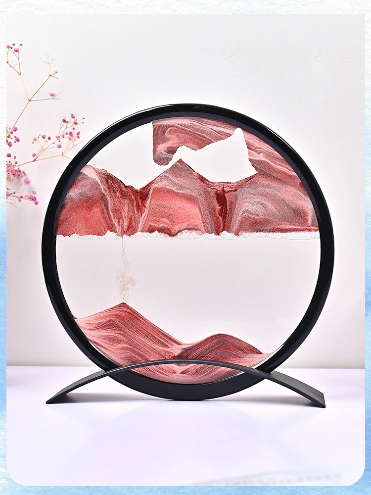 

Moving Sand Art Round Liquid Hourglass Flowing Sand 3D Sandscape Motion Display Quicksand Painting Desk Luxury Home Decor Gifts
