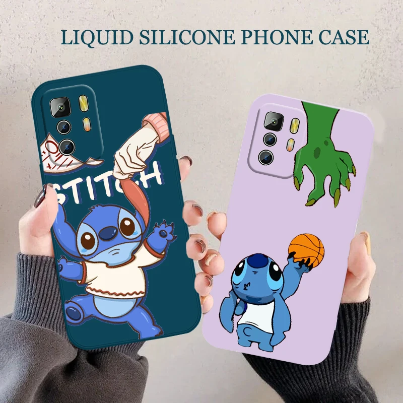 

Disney Lilo Stitch Phone Case For Xiaomi Redmi Note 11T 11 11S 10T 10 9T 9S 9 8T 8 7 6 5 Pro Liquid Rope Funda Cover Soft Back