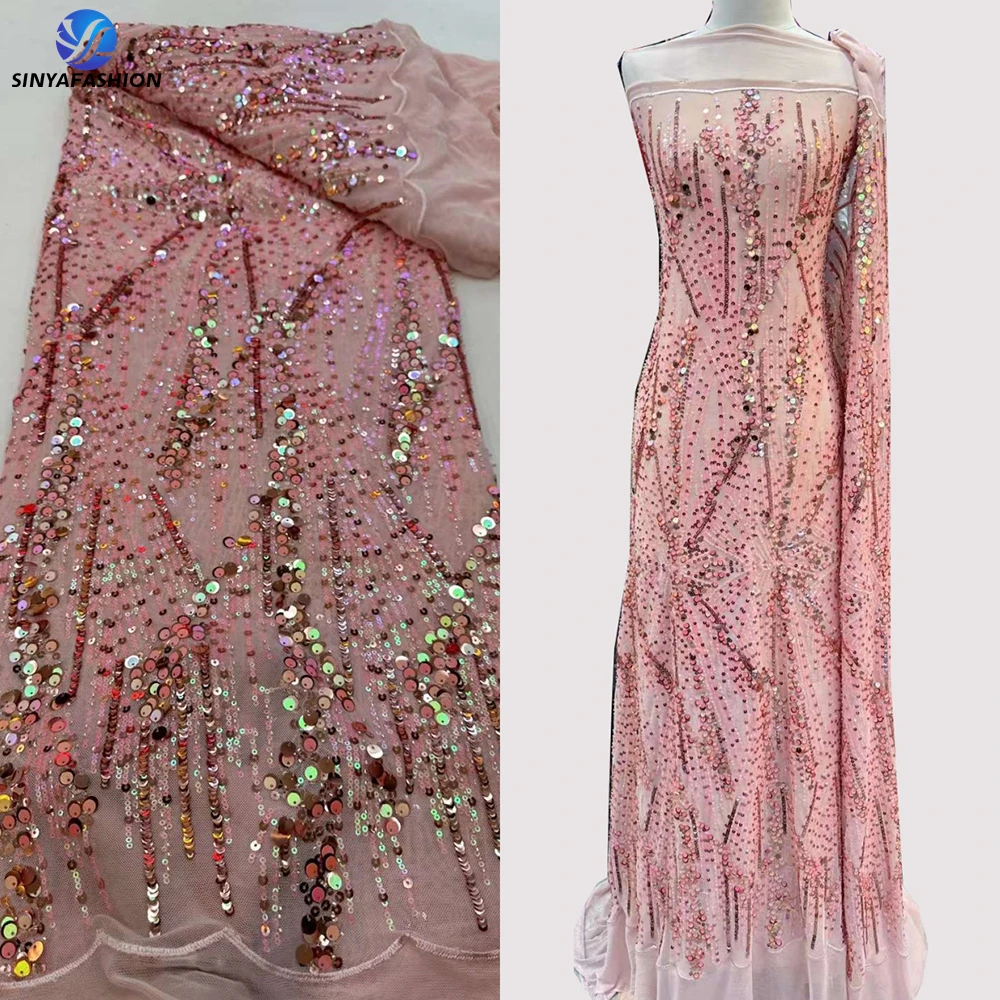 

Sinya Bridal Lace Heavy Beaded Lace Fabric Wholesale Luxury Sequins Lace Wholesale For Women Fashion Wedding Dress