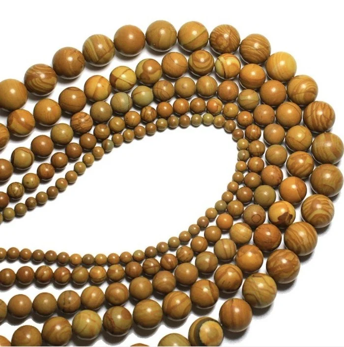 

Wood Grain Loose Beads Natural Round Stone for Jewelry Making