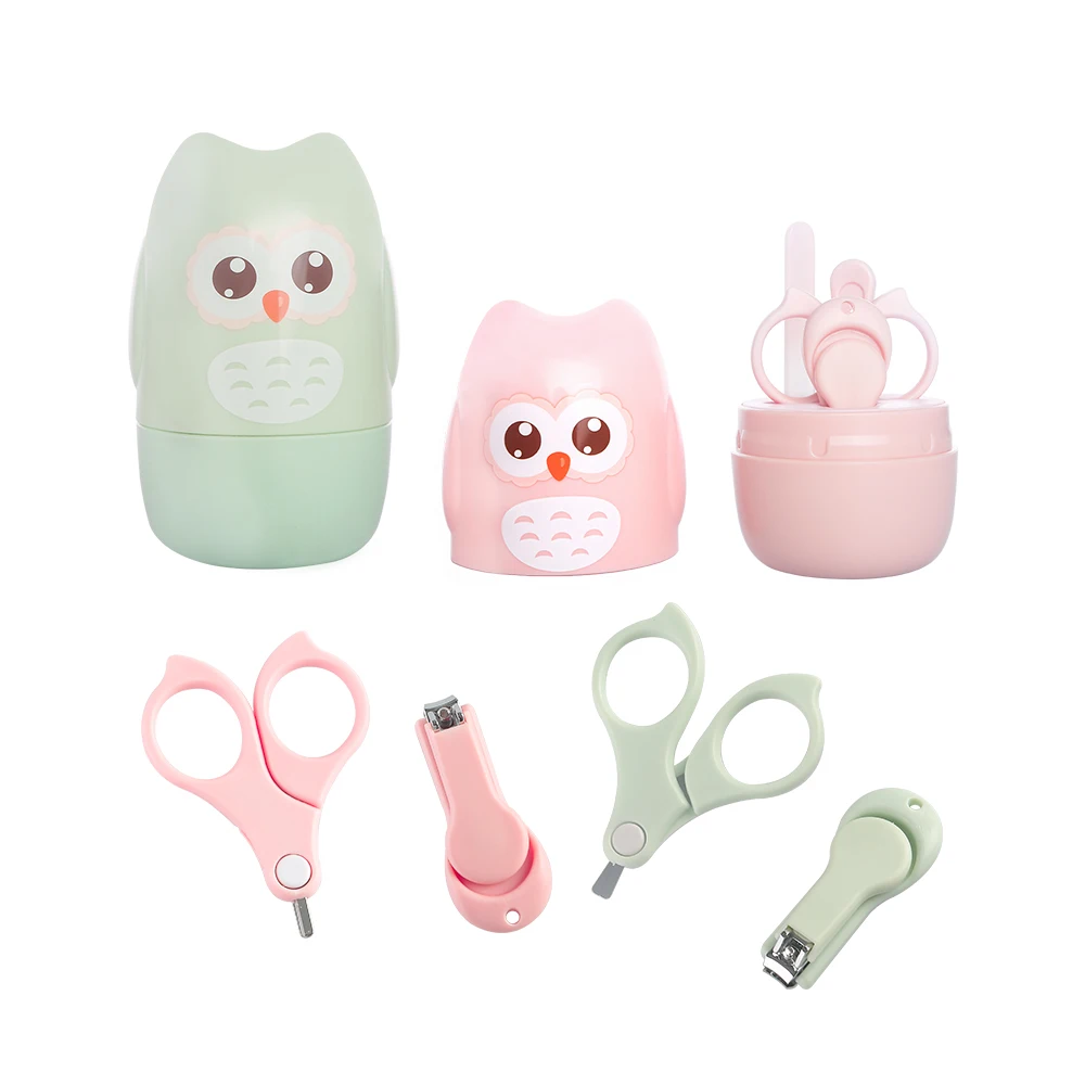 

Baby Nail Trimmer Clipper Scissor File Tweezer Cartoon Baby Nail Care Kits With Owl Box Newborn Infant Safety Manicure 4pcs Set