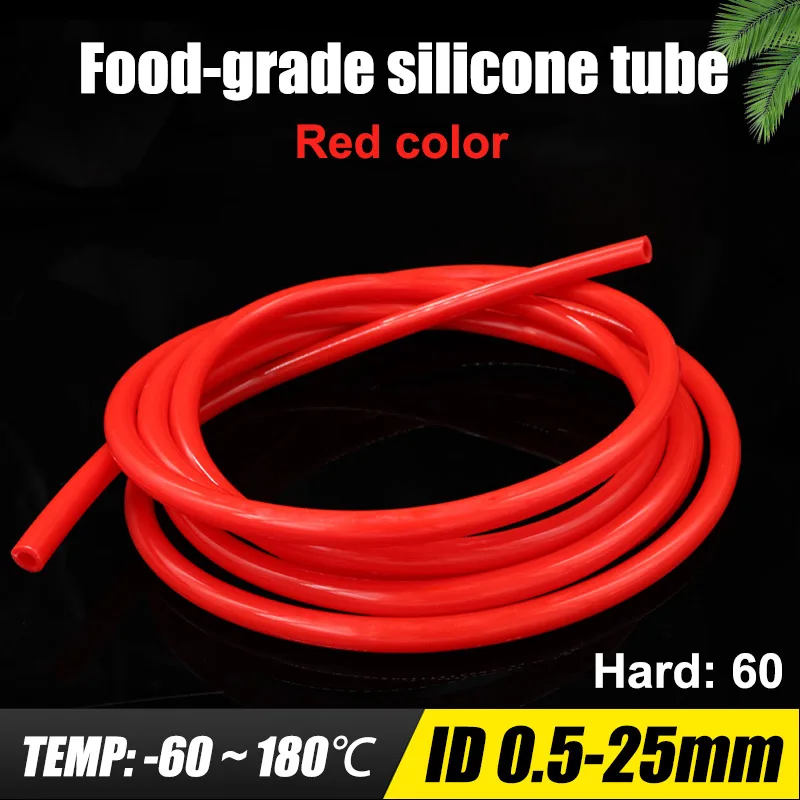 

1Meter ID 0.5-25mm Food Grade Red Silicone Rubber Tube Hose Tasteless Flexible High Temperature Resistant 4x6/5x7/6x8/12x16mm