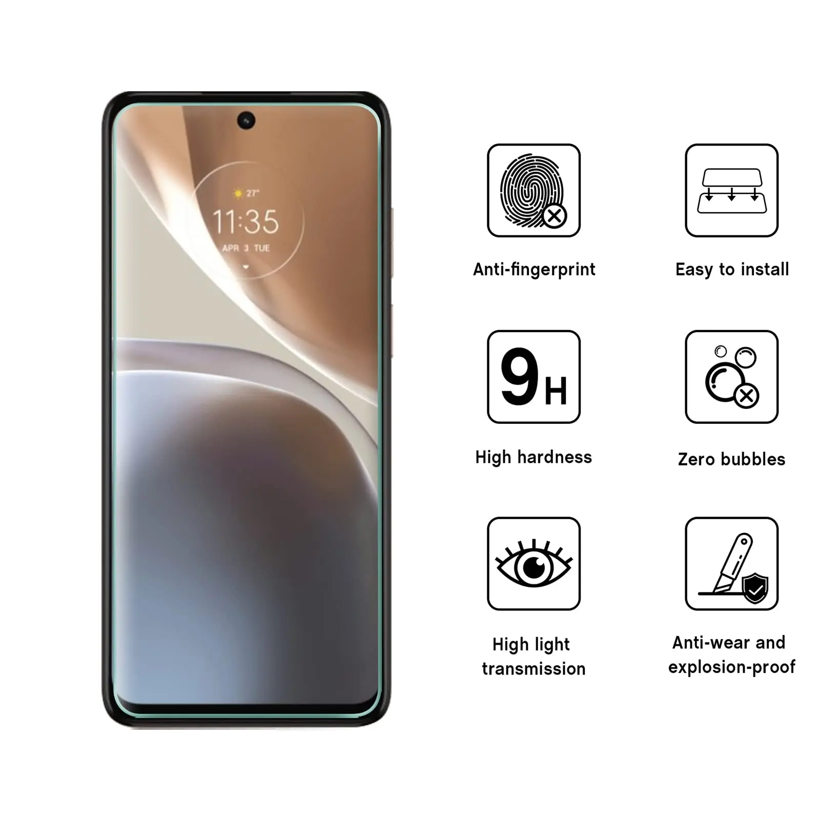 Для Motorola Moto G32 закаленное стекло Защитная пленка для экрана Crystal Mica 9H Защитная HD прозрачная защита от царапин (art.: 3920c8b2a54ef) - 3920c8b2a54ef