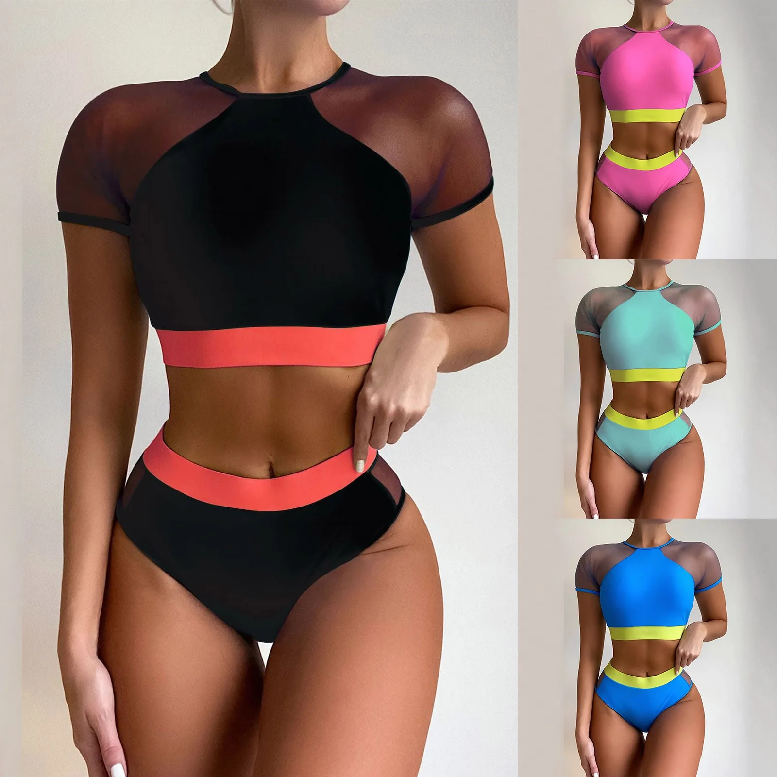 

Womens Long Board Shorts with Pockets Women Two Piece Mesh Splicing Swimwear Breastfeeding Bathing Suit Women Board Swim Shorts