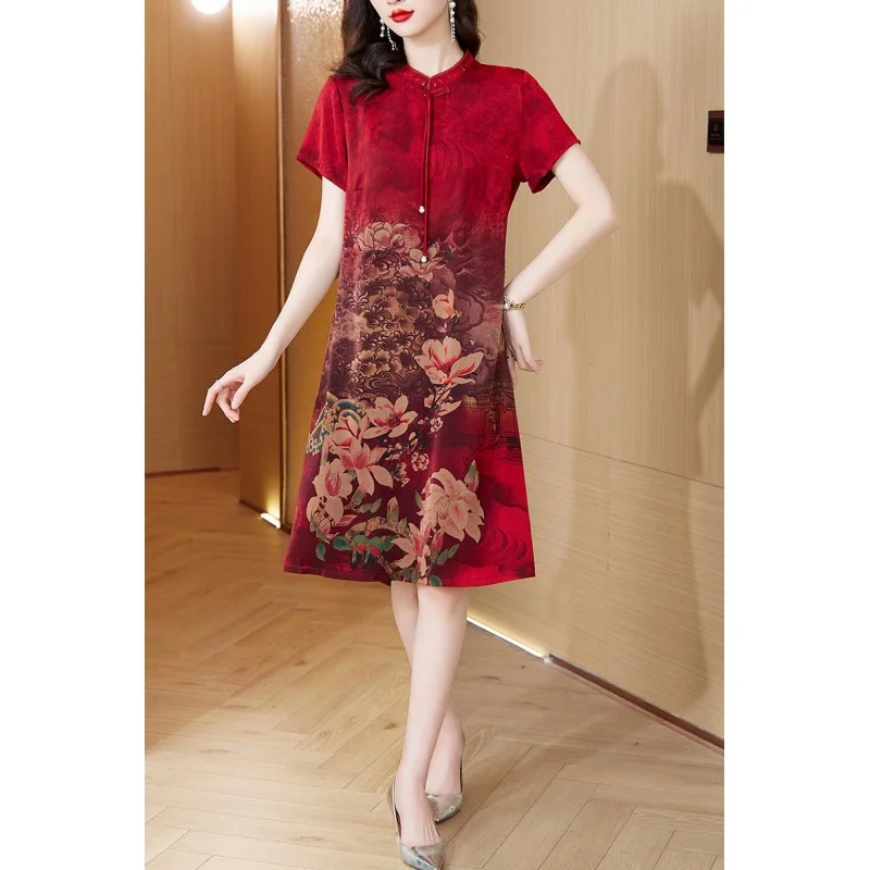 Новинка 2023 модное платье Qipao с принтом женское летнее универсальное китайское