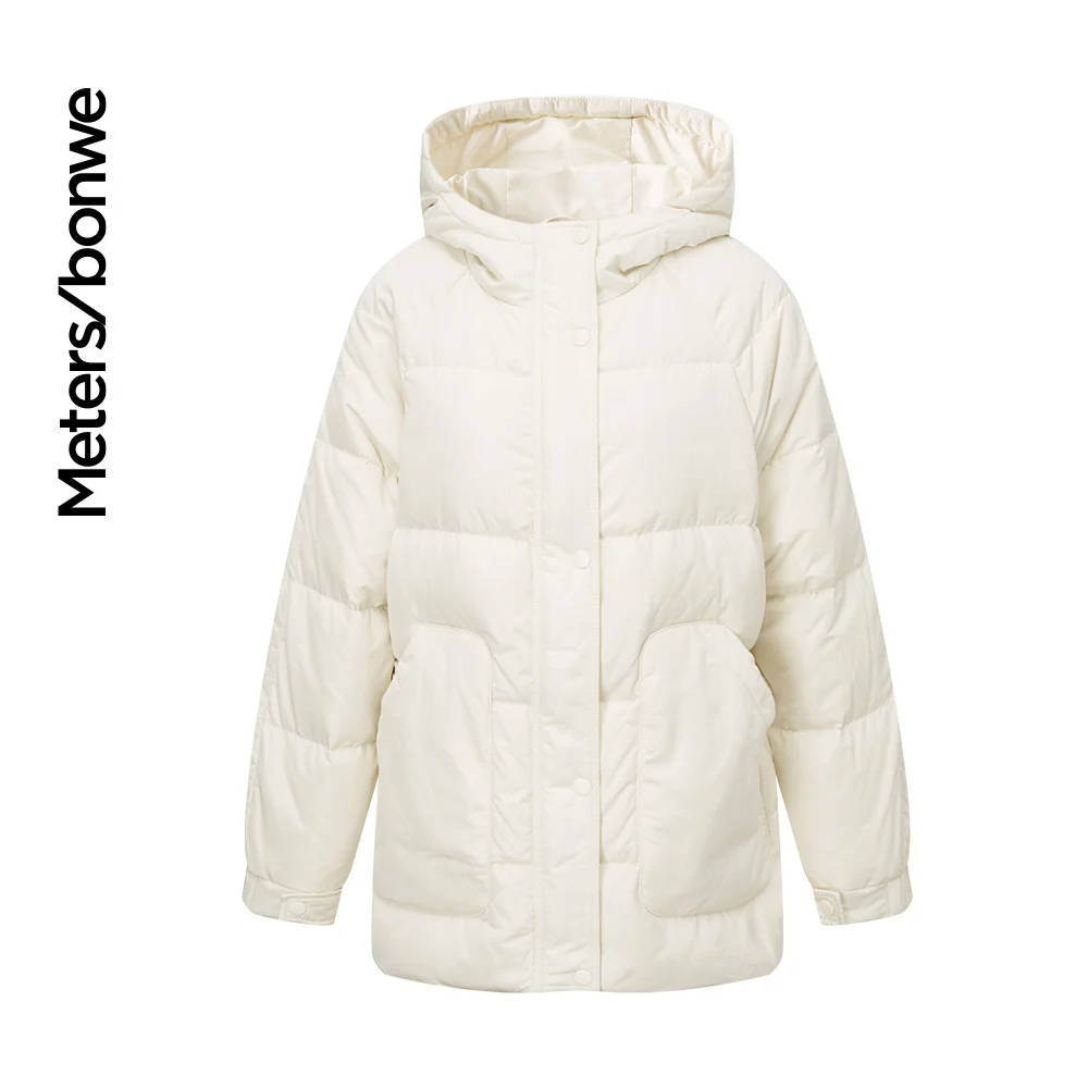 Metersbonwe New Down Jacket Women Winter Warm 90% Gray Duck Down Female Hooded Short Sweet Student Down Coat Brand Outerwear
