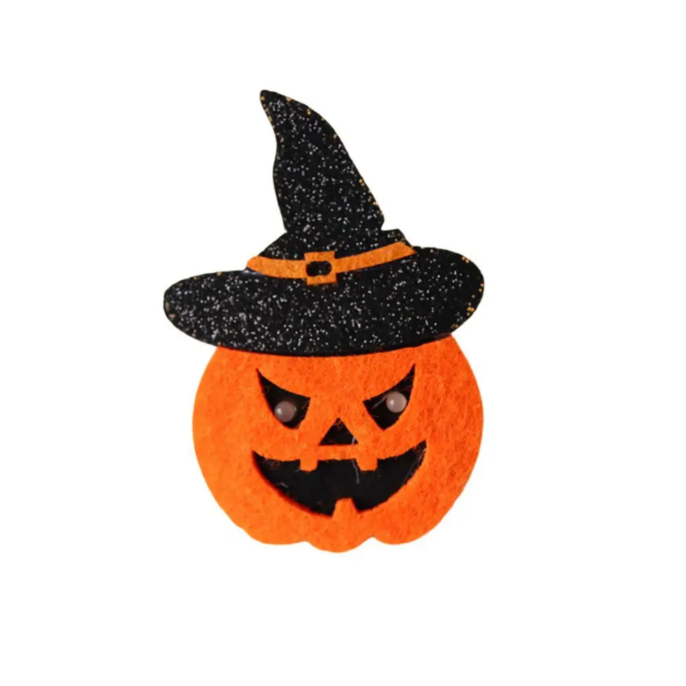 

WENASI Halloween Glow Brooch Non-woven LED Ghost Bat Decorative Brooch Makeup Costume Props Pumpkin Badge - Skeleton