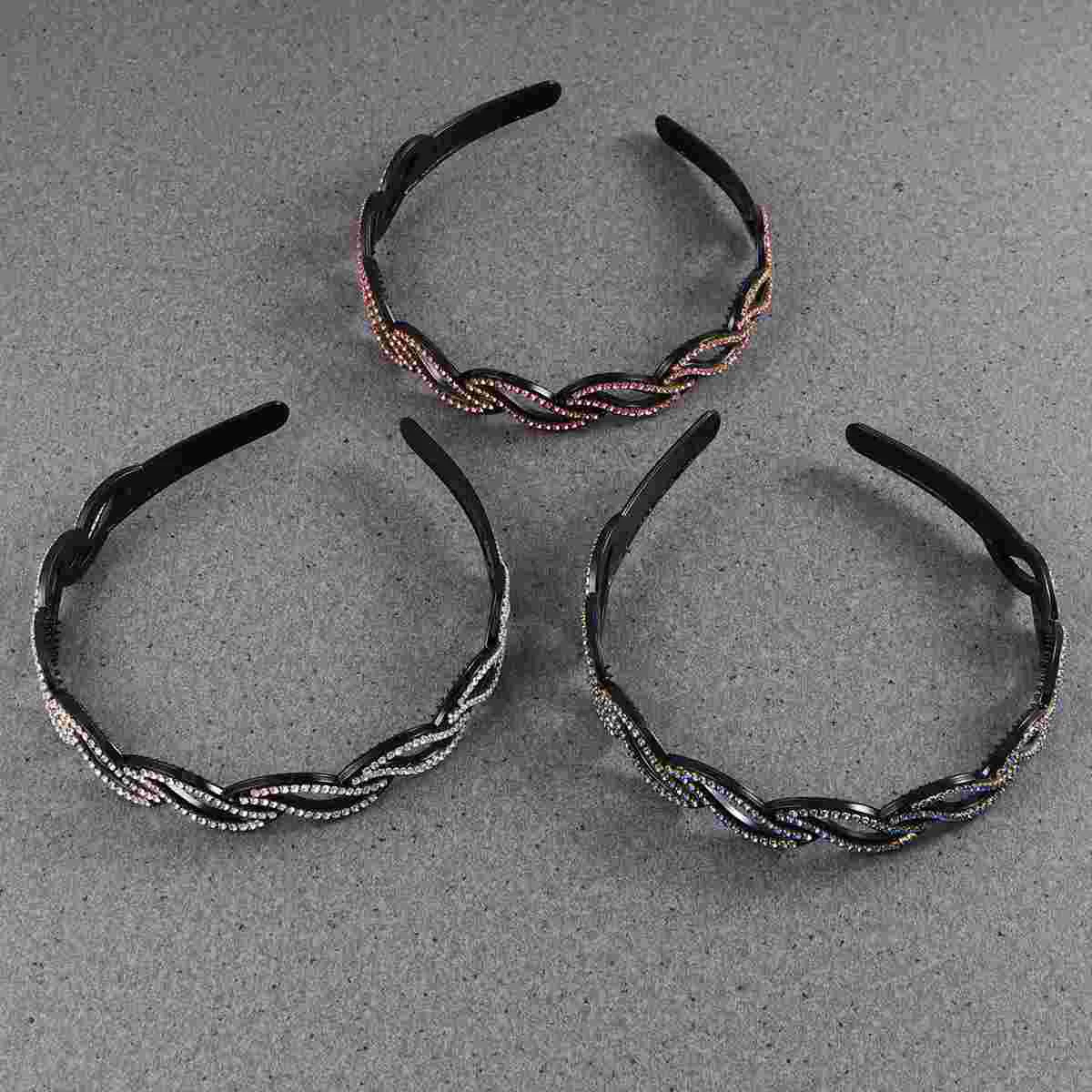 

3 PCS Hair Accessories Men Women Wedding Headpiece Bride Unisex Hoop Rhinestone Wrap