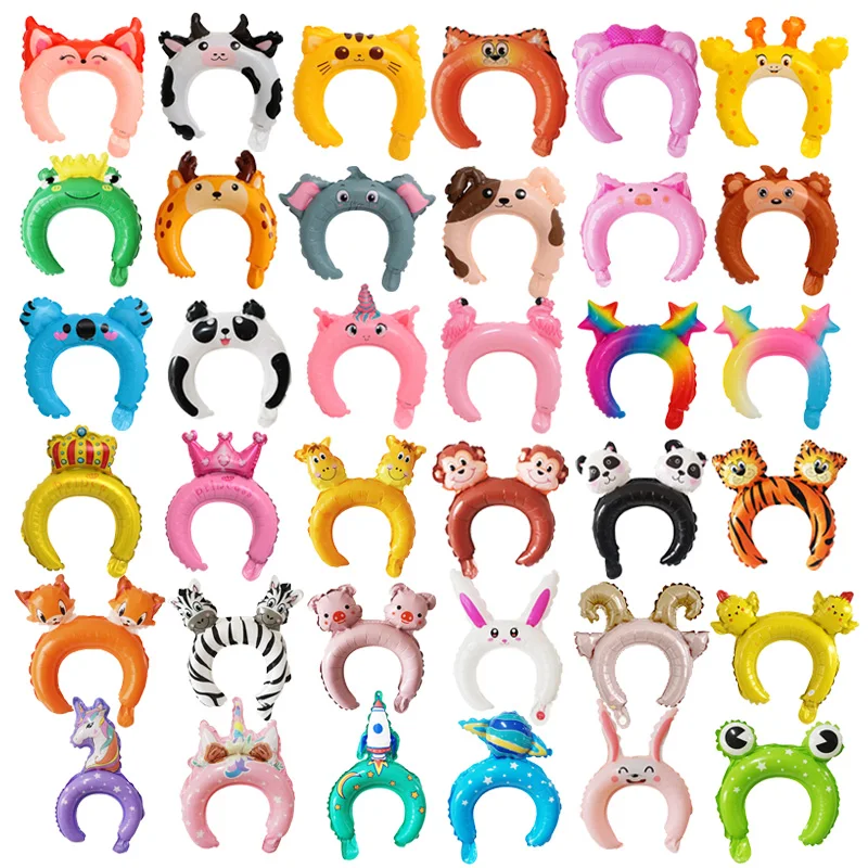 

10pcs Tiger Elephant Cartoon Animal Headband Balloons Giraffe Cow Ballons Wedding Birthday Party Decorations Baby Shower Globos