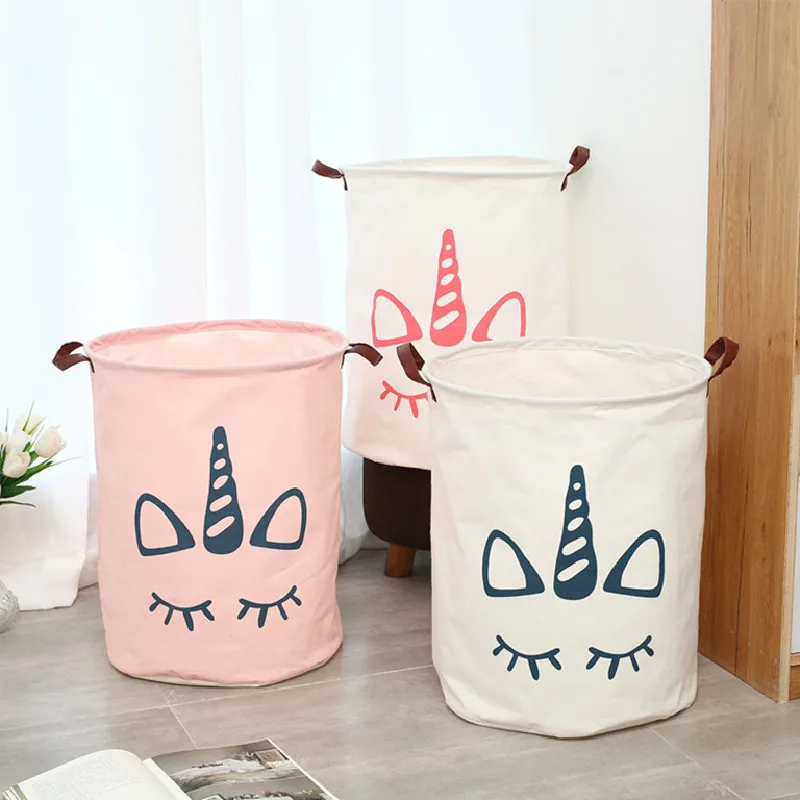 

Unicorn Storage Bucket Oversized Cotton and Linen Dirty Clothes Basket Foldable Storage Box Home Toy Basket Clothes Arrangement