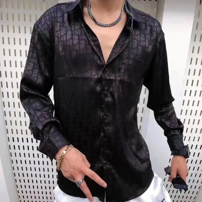 Рубашка мужская с длинным рукавом свободная повседневная Студенческая куртка