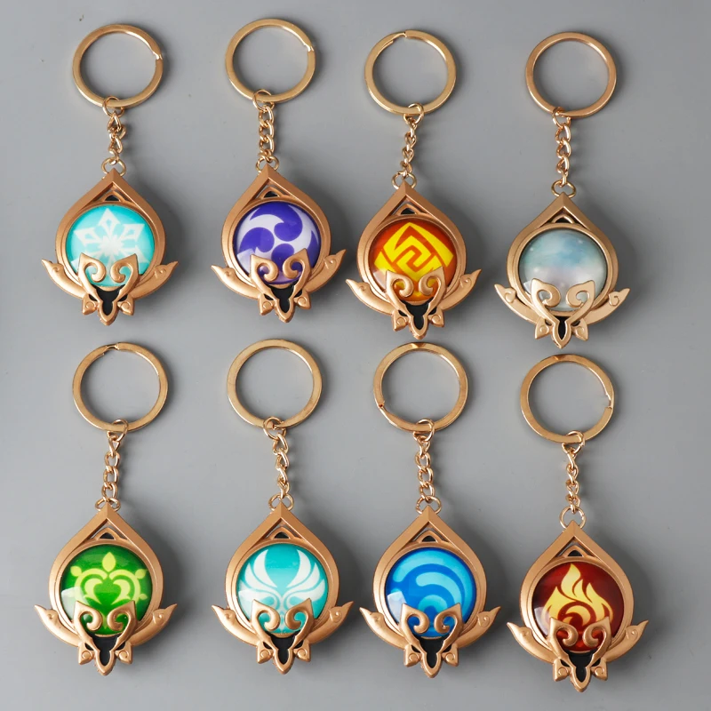 

Anime Keychain Genshin Impact Element God's Eye Vision Pendant Keyring for Men Car Key Chain Women Bag Accessories Jewelry Gift