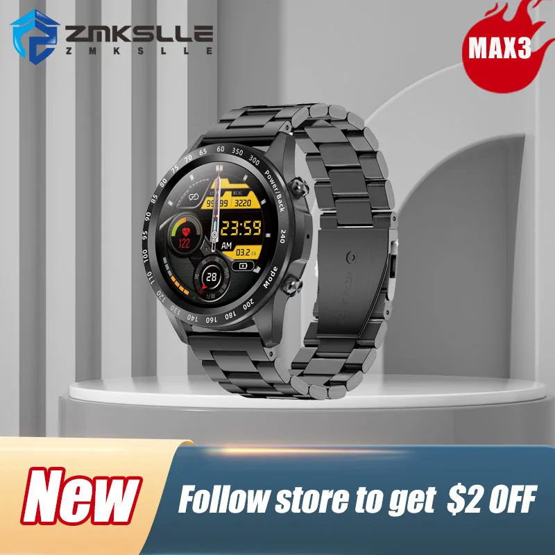 

Смарт-часы ZMKSLLE MAX3, экран 1,3 дюйма, BlueTooth, музыкальный проигрыватель, пульсометр, водонепроницаемые Смарт-часы для мужчин и женщин