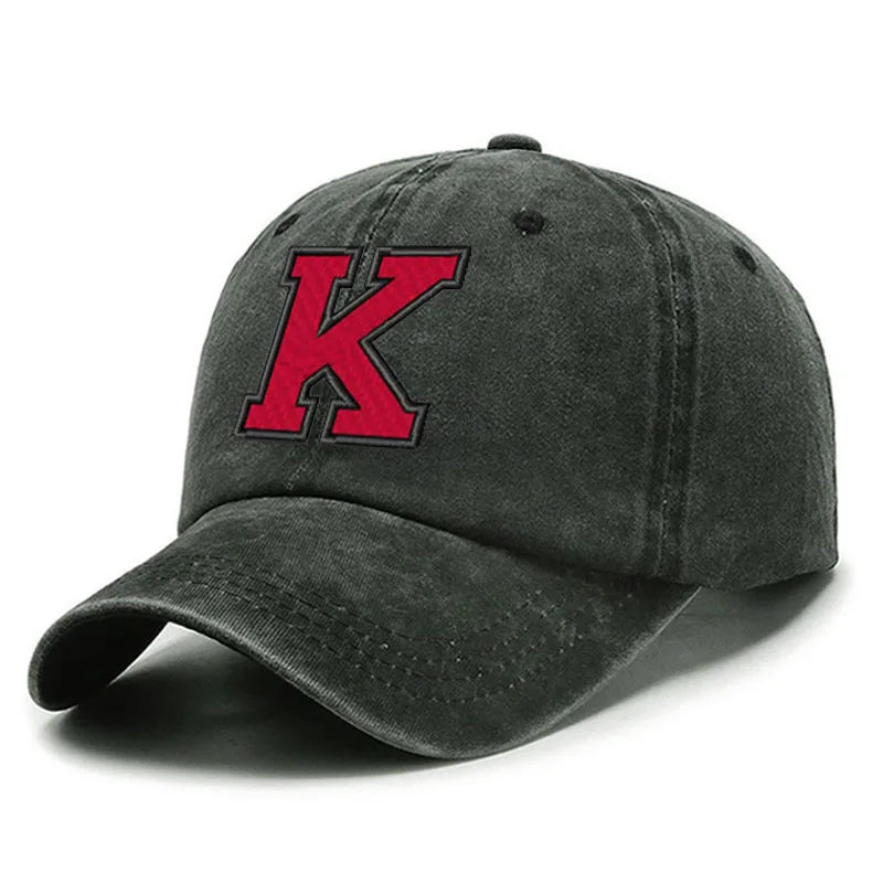

New Vintage Washed Cotton double color letter k Embroidery Baseball Cap For Men Women Dad Hats golf Snapback Cap Dropshipping