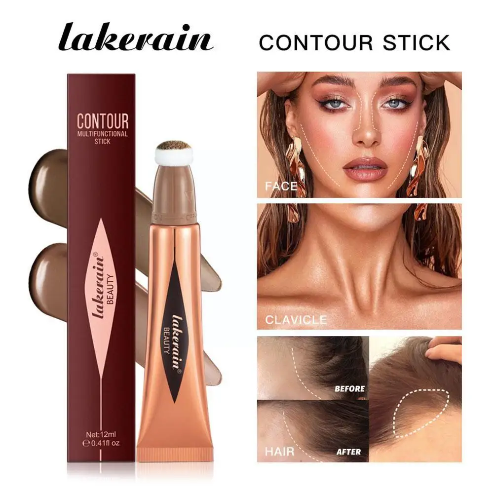 

1Pc Liquid Contour With Cushion Applicator Natural Shimmer Finish Moisturizing Creamy Soft Liquid Blush For Cheeks Highligh N9Q8