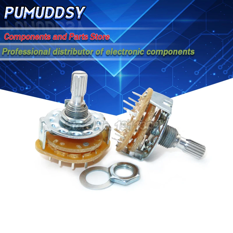 

2 шт. RS25 ленточный переключатель 1P11T крепление Поворотный Переключатель Селектор полоса 2 полюса 5 позиционных переключателей