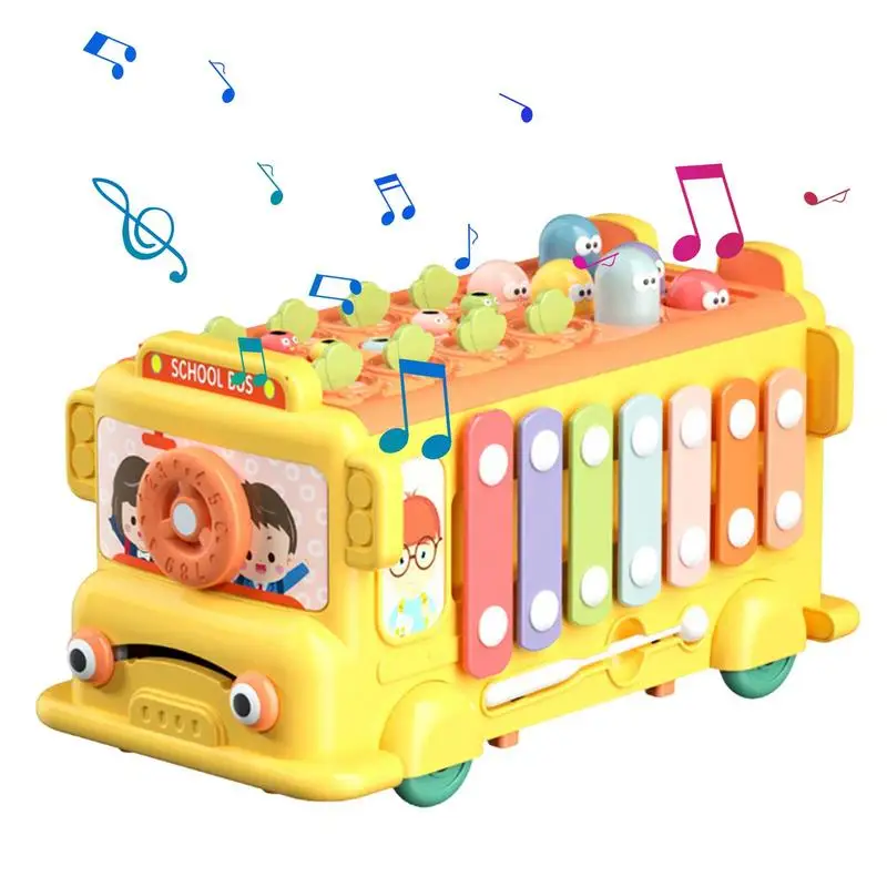 

Toy School Bus 3 In 1 Bus Shape Xylophone With Shape Sorting And Carrot Harvest Game Colorful Educational Montessori Learning To