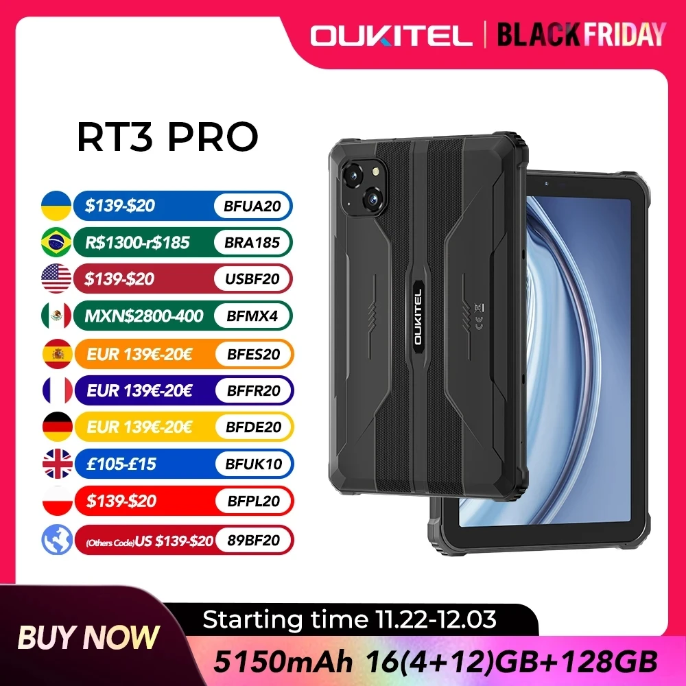 Прочный планшет OUKITEL RT3 Pro Android 13 — 8-дюймовый ...