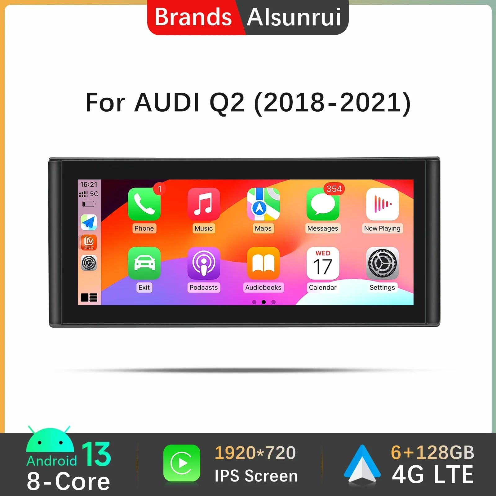 10 25 &quotAndroid 13 беспроводной автомобильный радиоприемник Carplay для AUDI Q2 2018-2021
