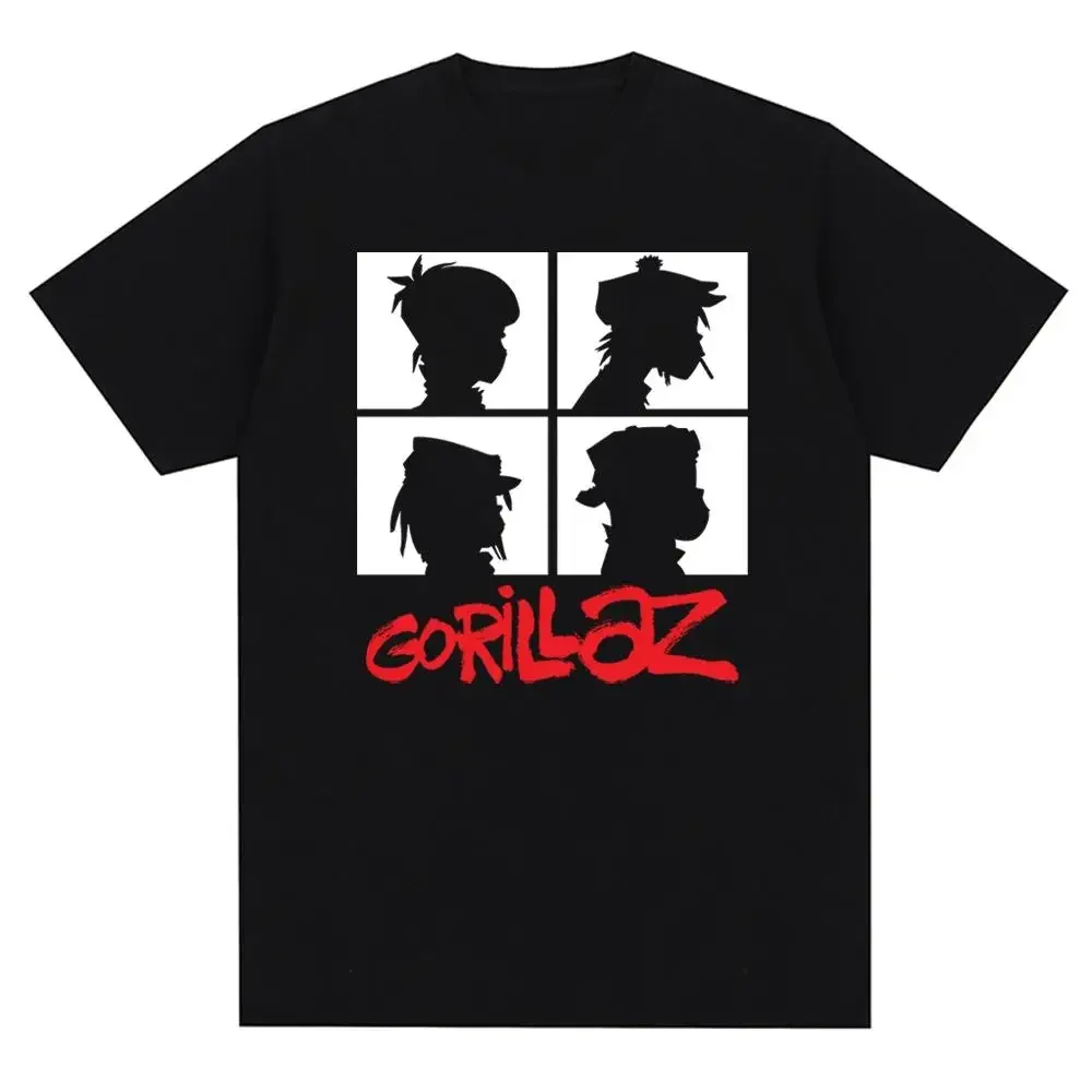 Футболка С Принтом Gorillaz Music Group В Стиле Панк-рок 90-х Повседневный Женский Модный
